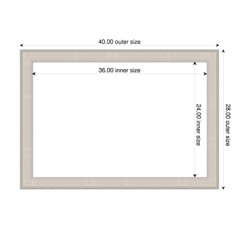 Amanti Art Cottage White Silver Framed Dry Erase Magnetic Board - 40 x 28 in