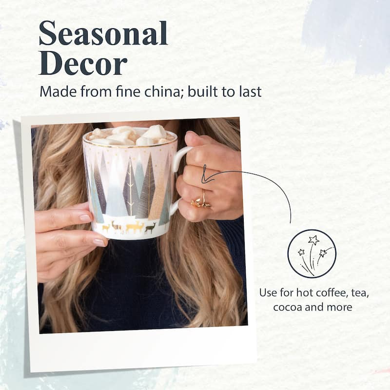 Sara Miller London for Portmeirion Set of 4 Frosted Pines Mugs