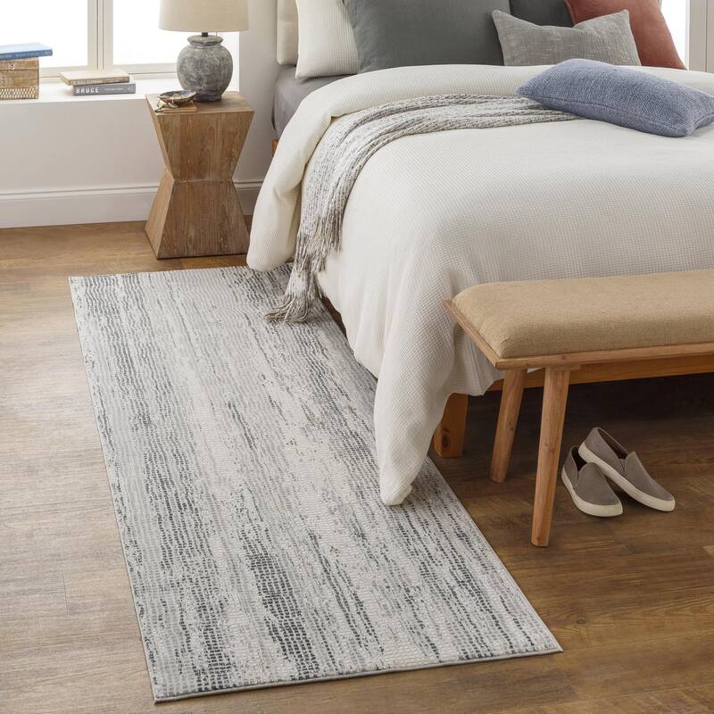 Livabliss Modern & Contemporary Aisha Abstract Area Rug - 2'7" x 7'7" - Grey
