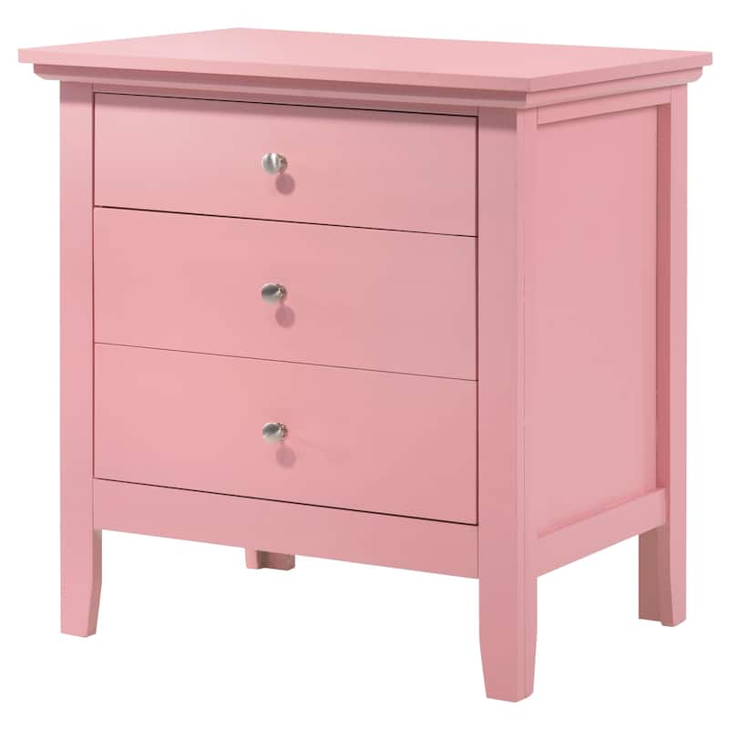 Hammond 3-drawer Wooden Nightstand - Pink