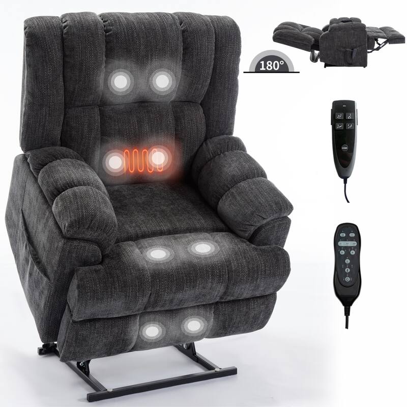 Roomfitters Dual Motor Power Lift Recliner Chair with Heat and Massage Infinite Position Heavy Duty Sofa for Seniors