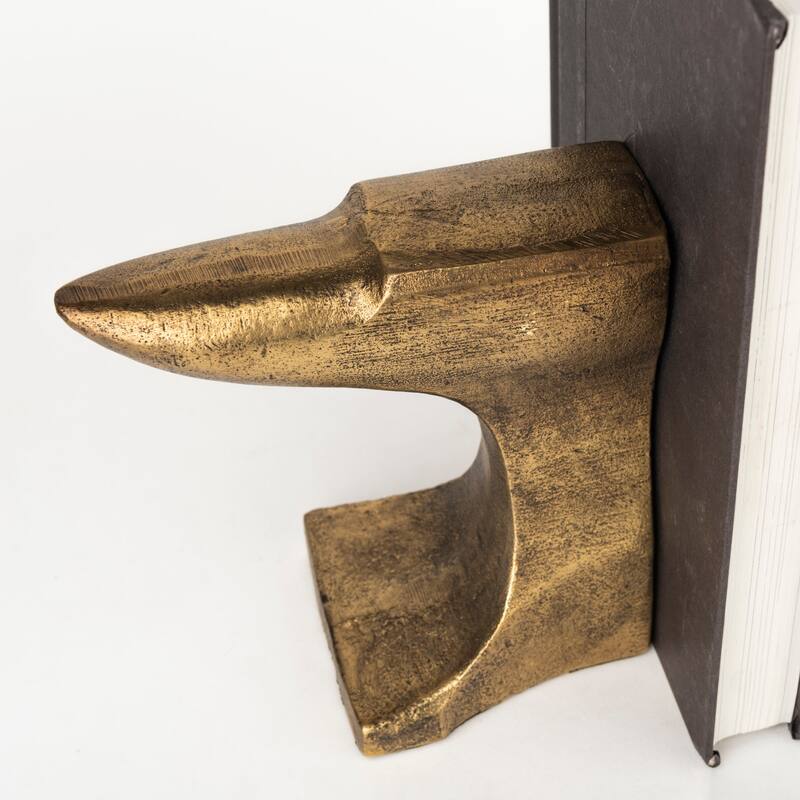 Anvilia (Set of 2) 12L x 3W Gold Anvil Shaped Bookends