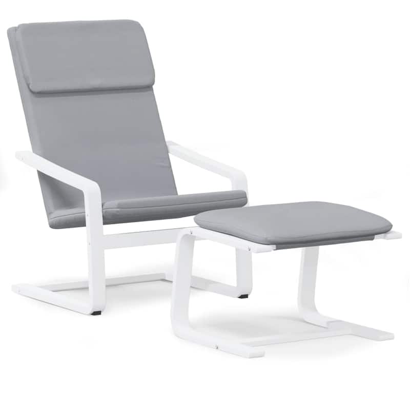 vidaXL Relaxing Chair with Footstool Cream Fabric - 20.1" x 16.1" x 15.7"