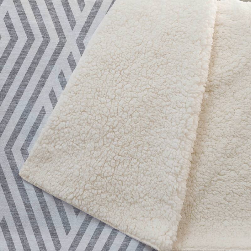 Premium Machine Washable Contemporary Geo Sherpa Throw Blanket