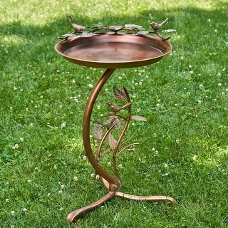 Shallow Copper Bird Feeder on Branch Stand