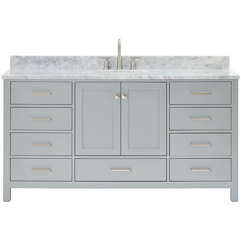 Ariel A067SCW2OVO Cambridge 67" Free Standing Single Oval Basin Vanity - Grey - Ash Finish