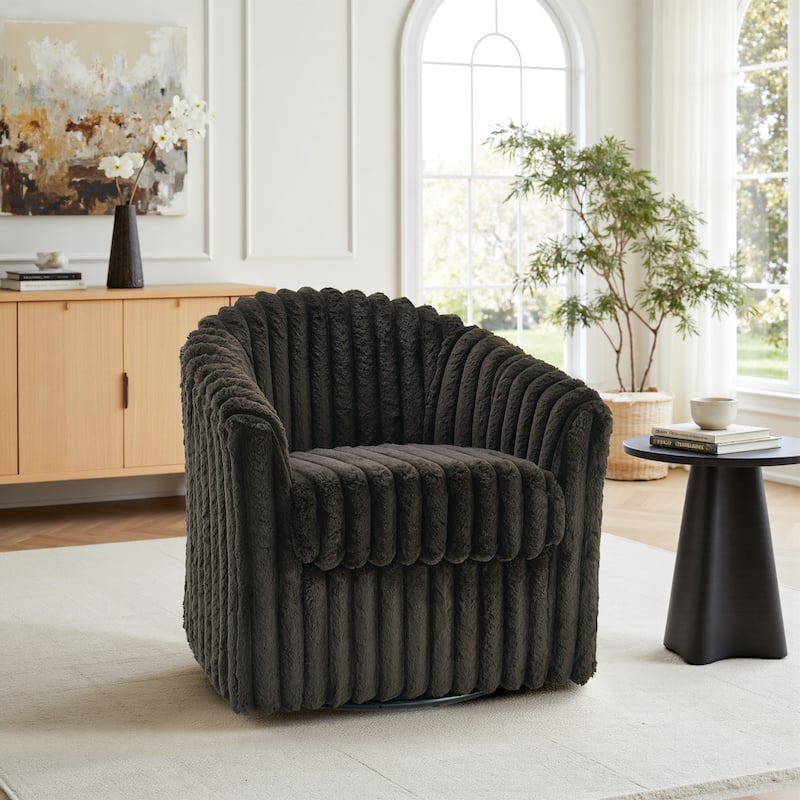 Single Sofa Armchair Swivel Barrel Chair - Chocolate