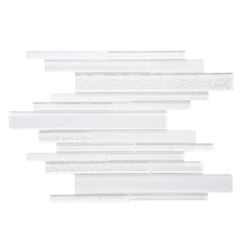 The Tile Life Karma Random Sized Brick White 12x12 Textured Glass Mosaic Backsplash & Wall Tile