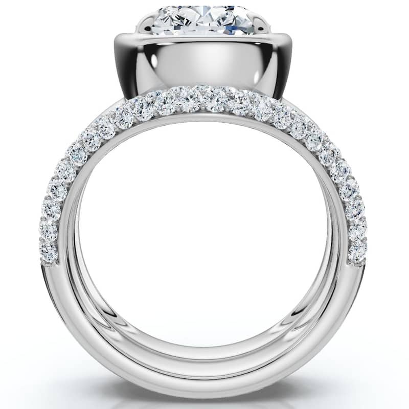 Bliss Diamond Certified 4 1/2Ct Cushion Pave Andrea Engagement Wedding Ring Set Gold Lab Grown