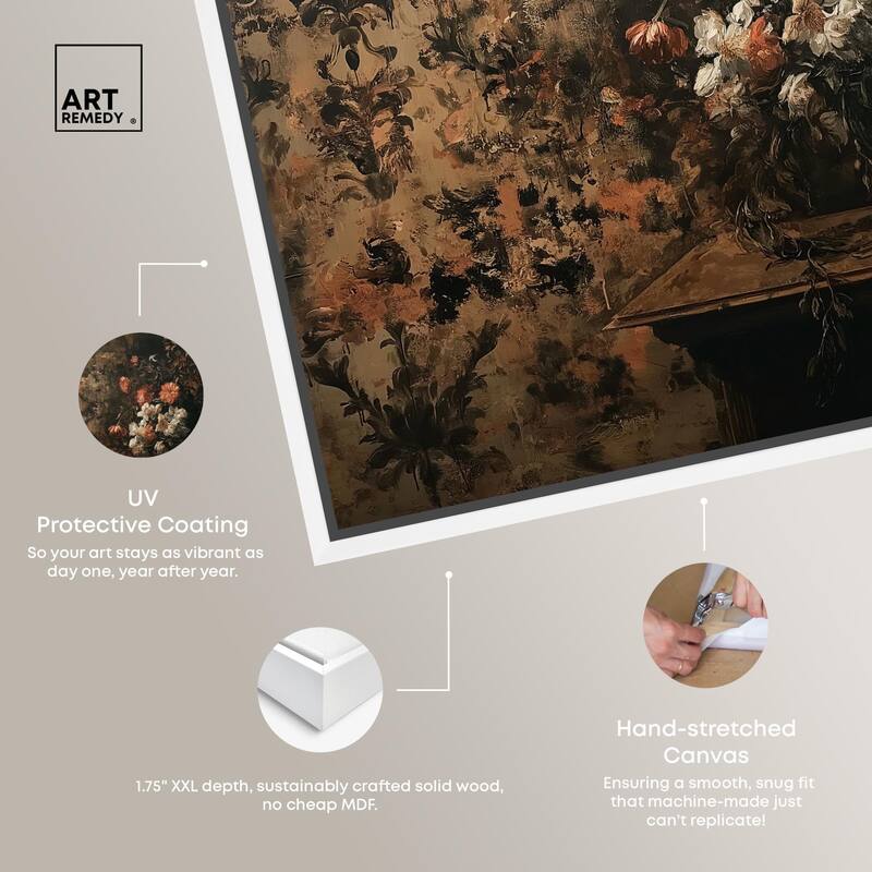 Dark Floral Elegance Canvas by Art Remedy