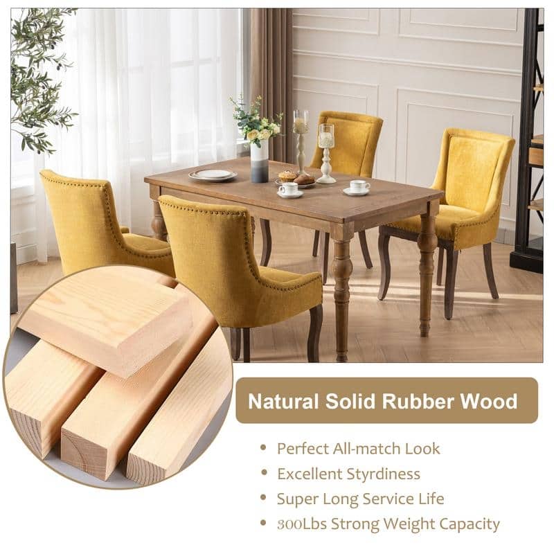Thickened Side Dining Chair with Solid Wood Legs Set of 2