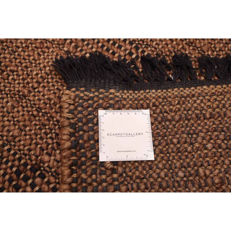 ECARPETGALLERY Flat-Weave Palas Denizli Brown Jute Kilim - 5'9 x 7'5