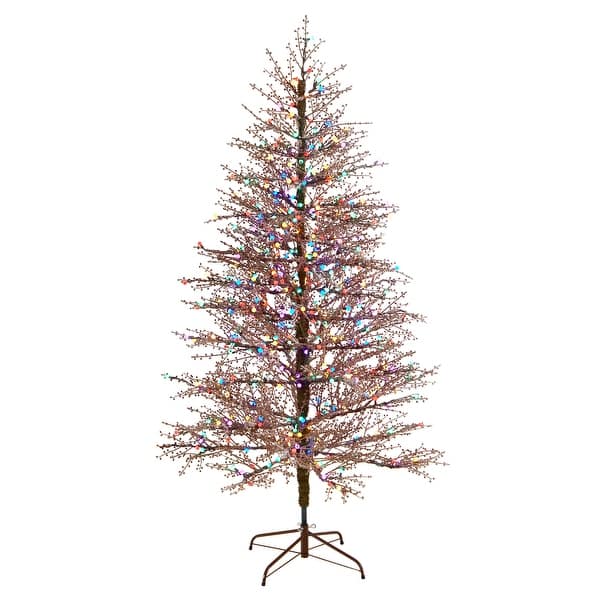 slide 2 of 3, 7' Frosted Berry Twig Christmas Tree with 450 Multicolored Lights - 84