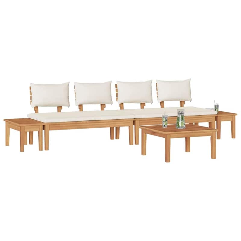 vidaXL Garden Bench Set with Cushion 3/4/5 pcs - 23.6" x 23.6" x 11.8