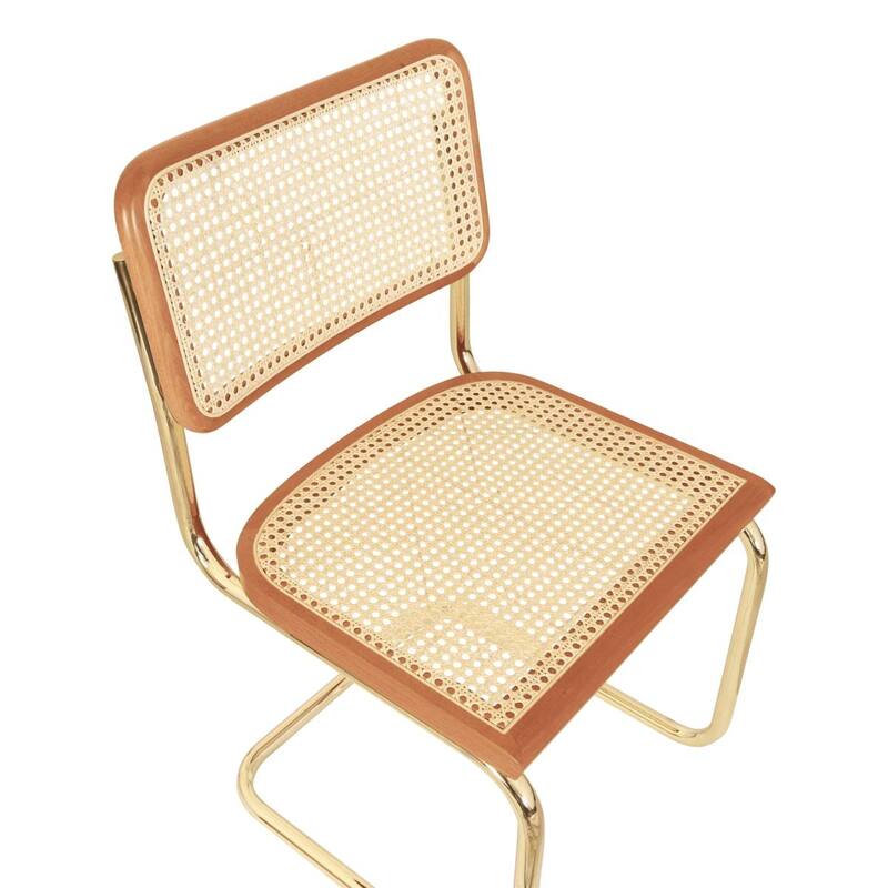 Breuer Chair Company Marcel Breuer Cesca Cane Cantilever Side Chair w/ Brass Steel Frame (Various Wood & Cane Colors)