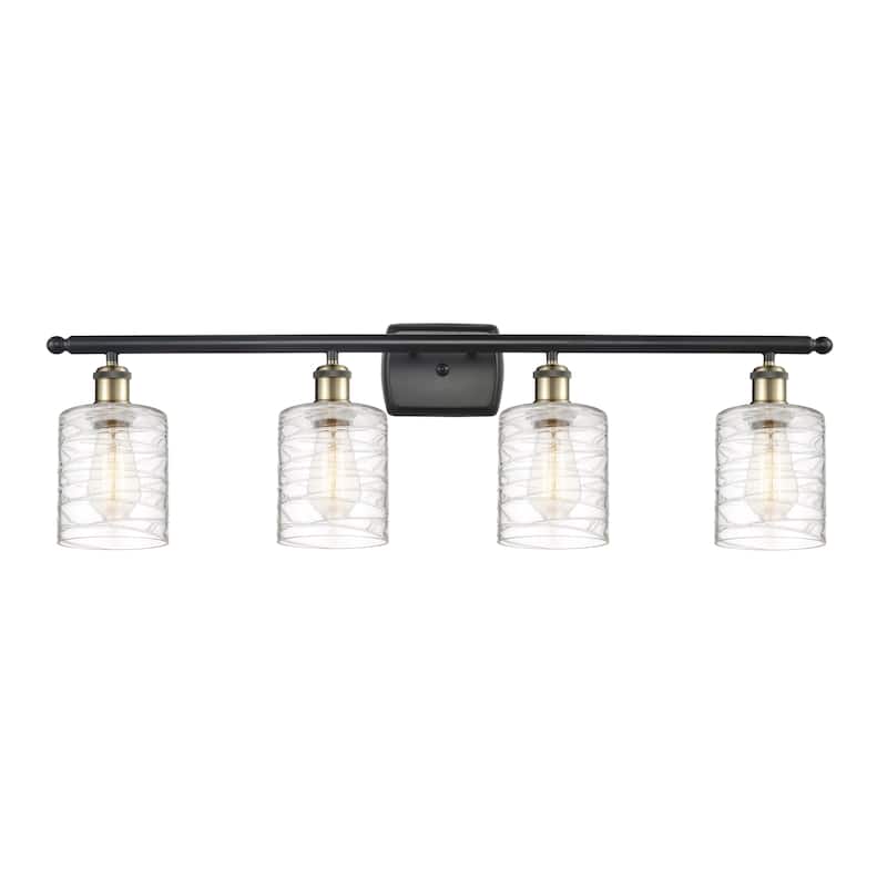 Innovations Lighting Ballston Cobbleskill - 4 Light 36" Bath Vanity Light - Deco Swirl/Black Antique Brass Finish