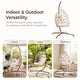 preview thumbnail 28 of 53, Oversized 1-Person Foldable Hanging Egg Chair - Wicker Swing Chair with Stand, Portable for Indoor Outdoor Patio