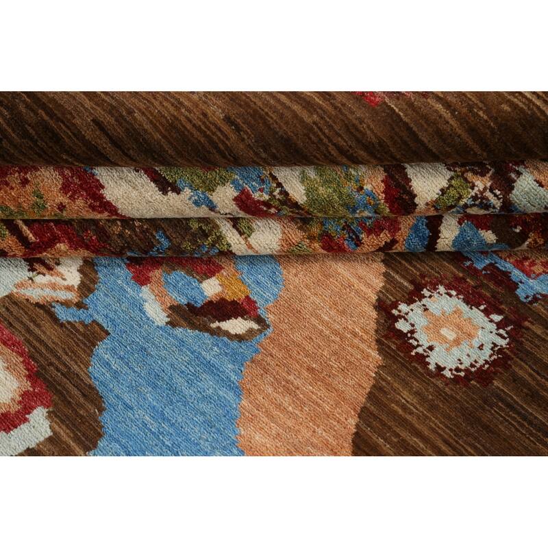 Vegetable Dye Contemporary Abstract Wool Area Rug Hand-knotted Carpet - 5'8" x 7'9"