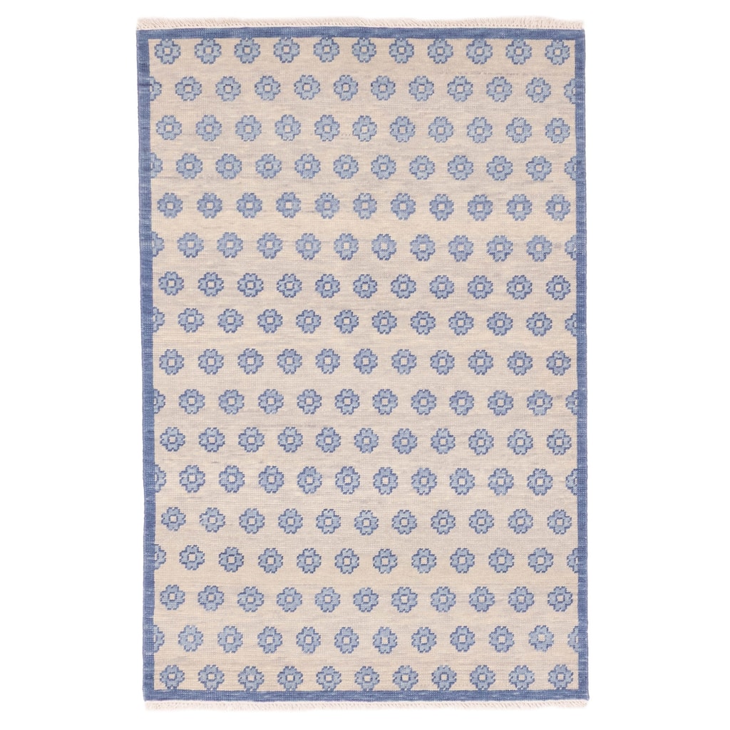 ECARPETGALLERY Hand-knotted Finest Oushak Light Grey Wool Rug - 4'1 x 6'1