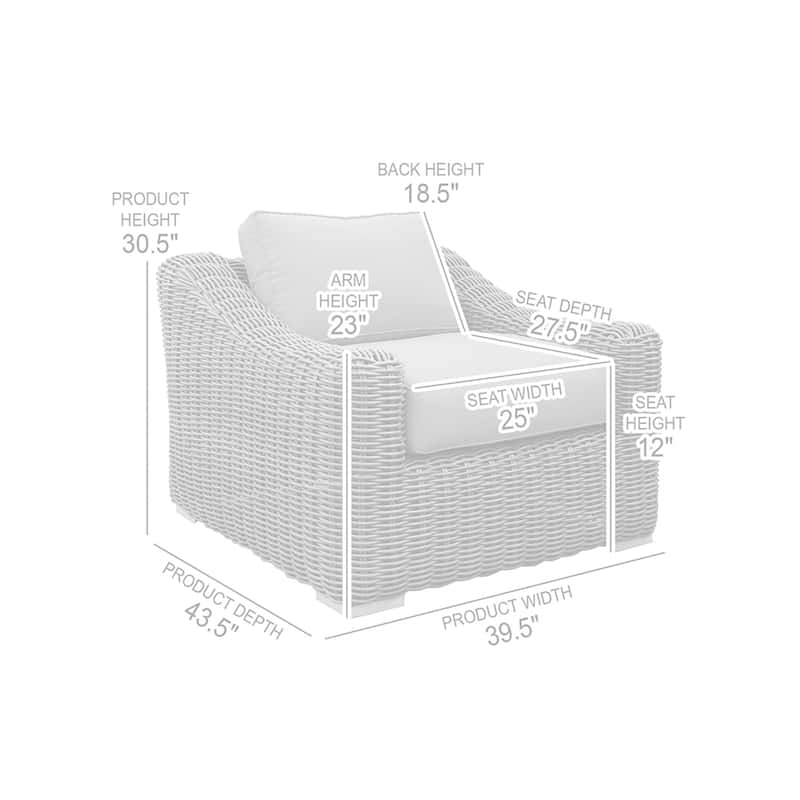 Verano Brown Wicker and Acacia Wood Deep Seating Outdoor Chair with Cushions