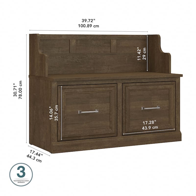 Woodland 40W Entryway Bench with Doors by Bush Furniture