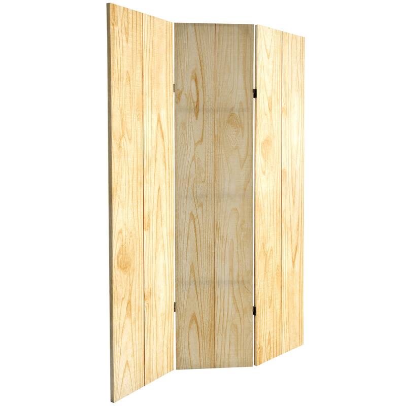 6 ft. Tall Double Sided Wood Grain Canvas Room Divider