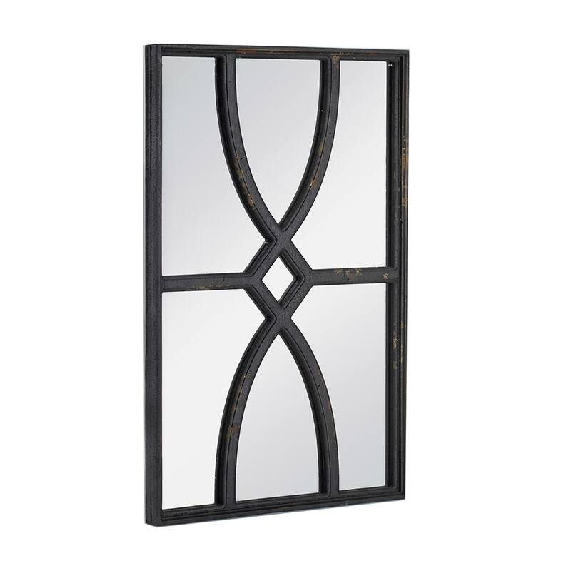Set of 2 Rectangular Wooden Wall Mirror with Antique Frame