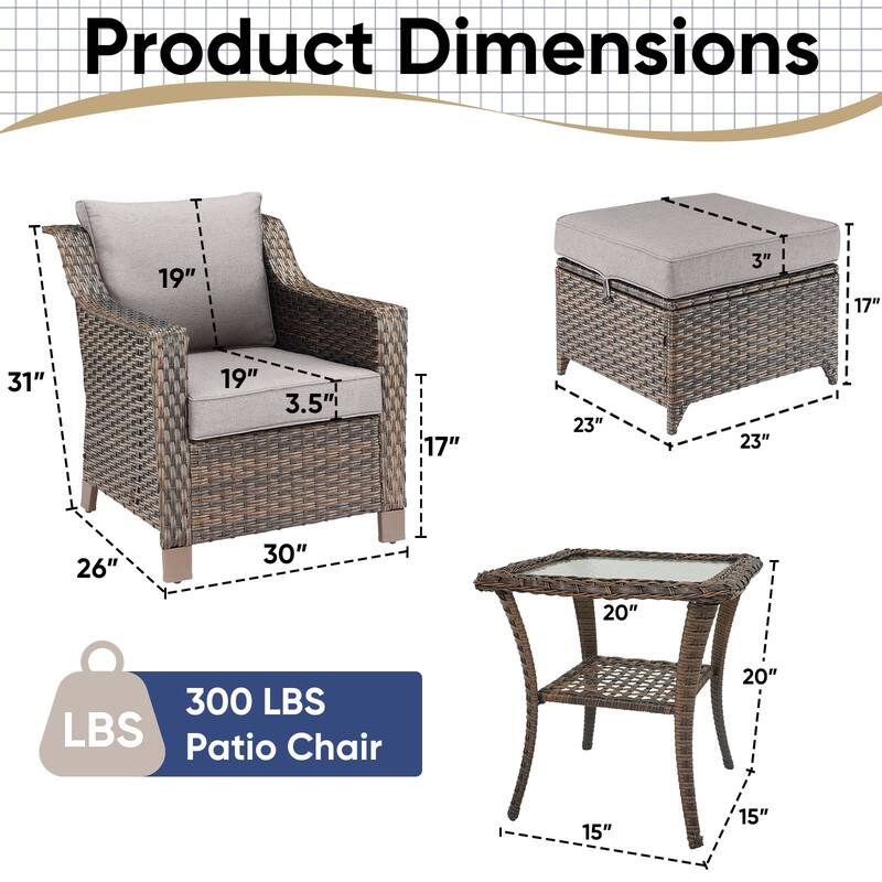 Pocassy All-Weather Rattan Patio Funiture Set