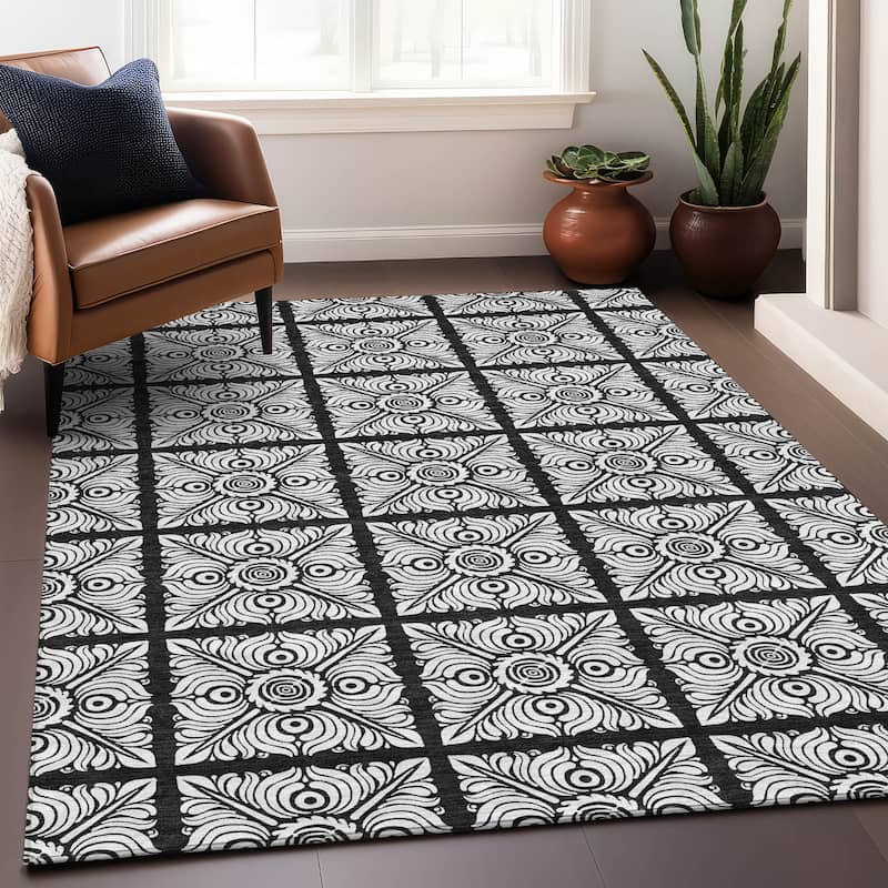 Machine Washable Indoor/ Outdoor Chantille Mosaic Rug