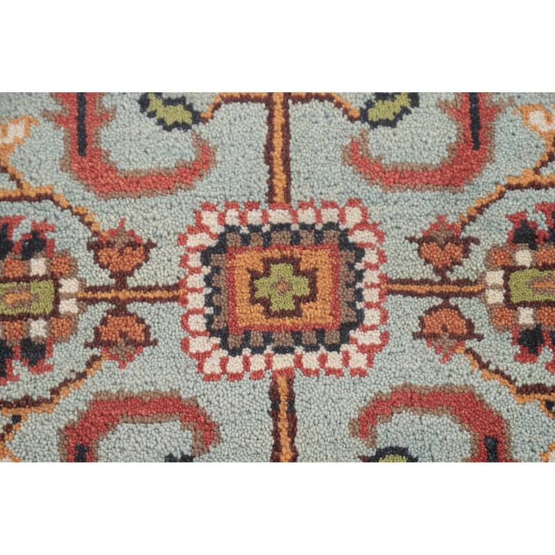 Light Blue Heriz-Serapi Accent Rug Handmade Floral Wool Carpet - 2'11"x 5'0"