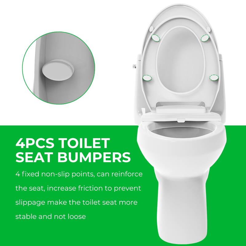 Elongated White Toilet Seat with Self Cleaning 2 Nozzles, Front &Rear Washing for Your Bedroom
