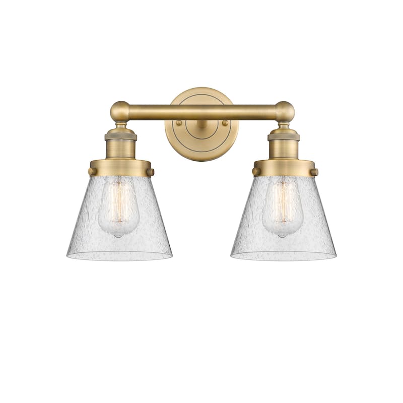 Innovations Lighting 616-2W-10-16 Cone Vanity Cone 2 Light 16" Wide - Brushed Brass / Seedy