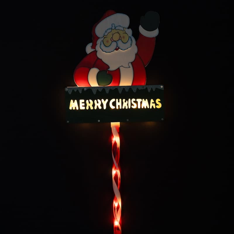 28" Lighted Santa Claus 'Merry Christmas' Lawn Stake - Clear Lights