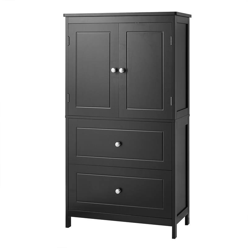 Roomfitters Bathroom Storage Cabinet with Two Doors and Drawers, Adjustable Shelf and Painted MDF Structure