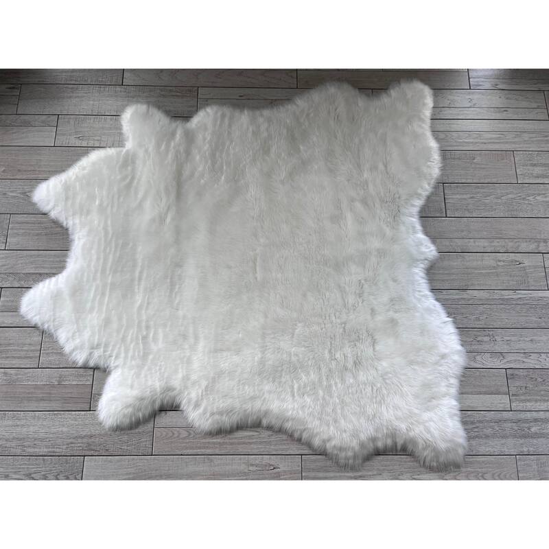 Silver Orchid Luxurious Faux Bison Skin Shag Rug