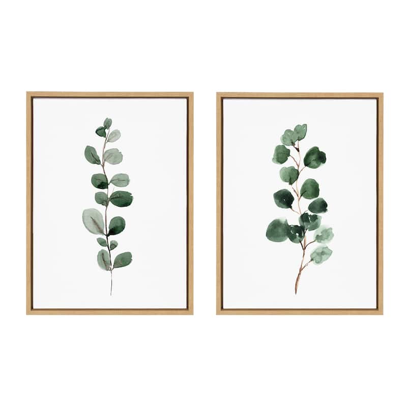 Kate and Laurel Sylvie Eucalyptus Framed Canvas Set by Maja Mitrovic