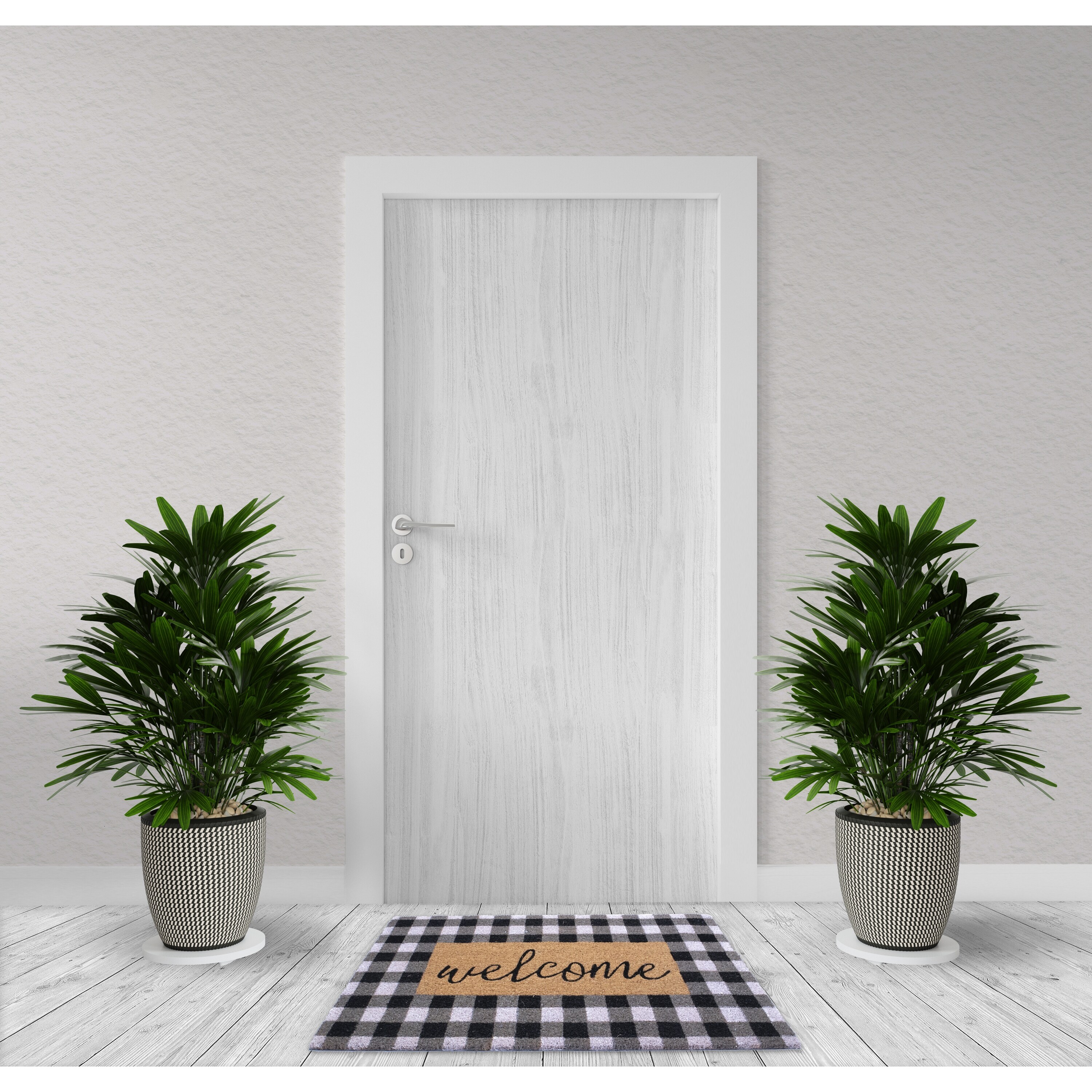 Mascot Hardware 28'' x 18''Door Mat Indoor Outdoor Doormats Welcome Mats  for Front Door Be Happy Doormat Rug Black and White Entrance Rug Non-Slip