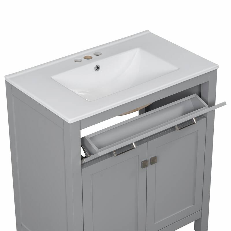 30-inch Modern Bathroom Vanity with Ceramic Sink and Versatile Storage