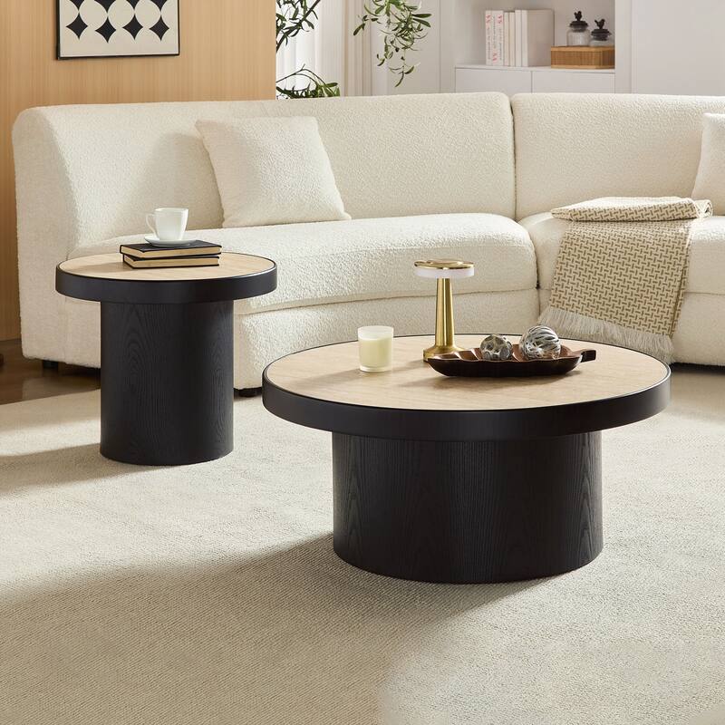 Coffee Table Set of 2 ,MDF Round Coffee Table for Living Room ,Apartment