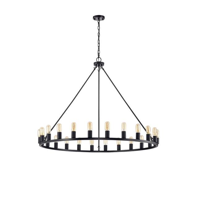 The Gray Barn Liam 48-inch Round Wagon Wheel 24-light Chandelier
