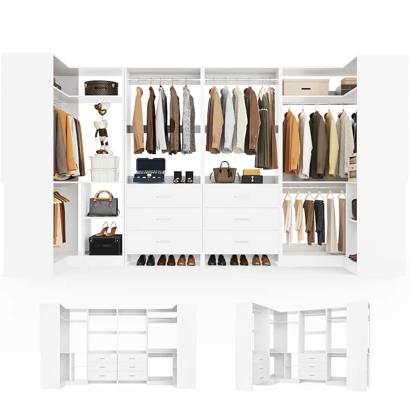Cimly Set of 4 Closet Organizer with Drawers, U Shaped Freestanding Closet System