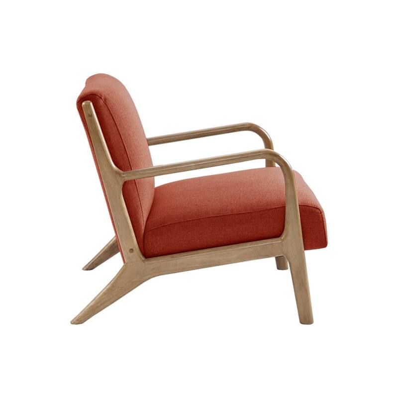 Roomfitters Mid-Century Lounge Chair with Solid Wood Frame, Upholstered Accent Seating, Living Room Chair - Spice