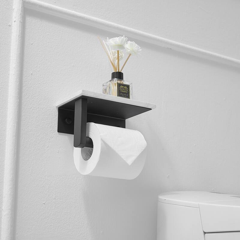Toilet Paper Holder with Marble Shelf