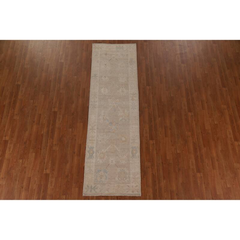 Floral Oushak Turkish Runner Rug Hand-knotted Oriental Wool Carpet - 2'8"x 9'0"