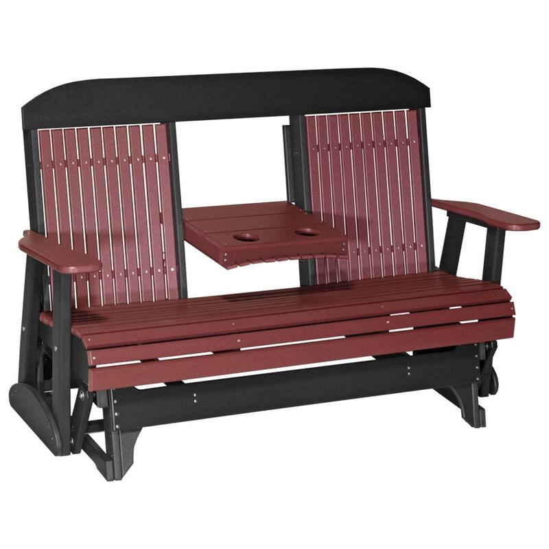 Outdoor All-Weather Poly Lumber Classic Glider - 5' - Cherrywood & Black