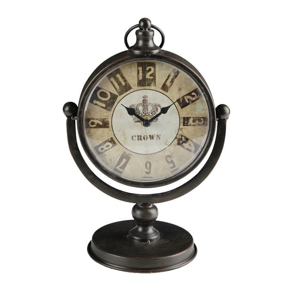 slide 2 of 11, Windsor Round Antique Finish Table Clock