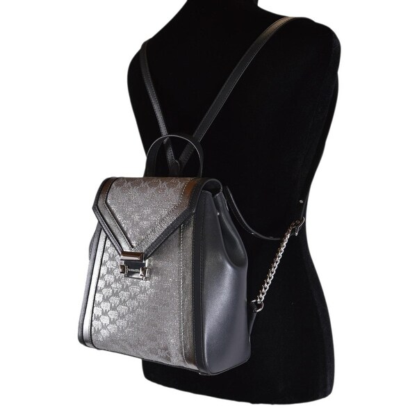 whitney large metallic logo jacquard convertible shoulder bag