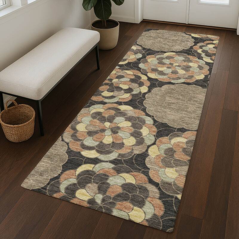 Machine Washable Indoor/ Outdoor Mosaic Cluster Chantille Rug