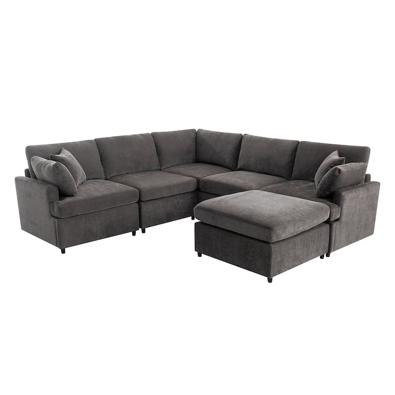 100.4'' Roomy U-Shaped 6-Seat Sectional Sofa with Removable Ottomans and Easy-Clean Cushions for Living Room
