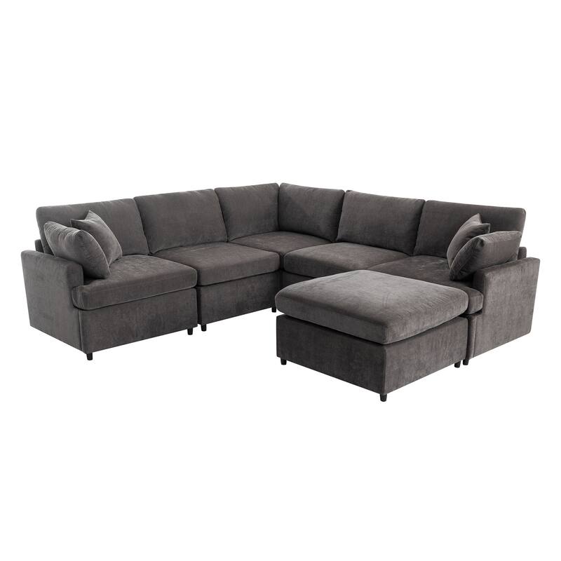 Flexible U-Shape Sectional Sofa Set with Ottoman